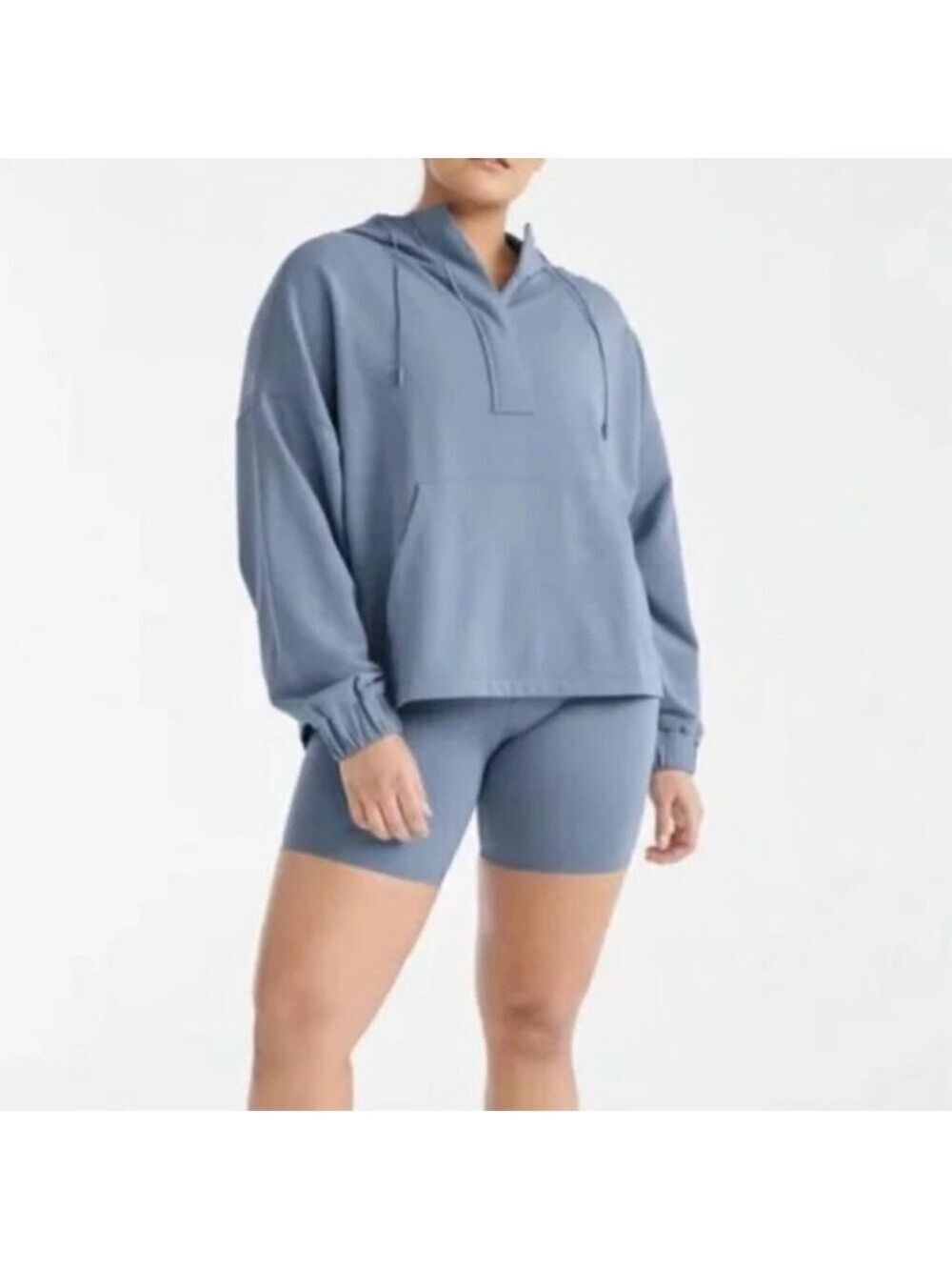 Knix Good To Go Fleece Oversized Half Zip Pullover Hoodie Blue Size XXL